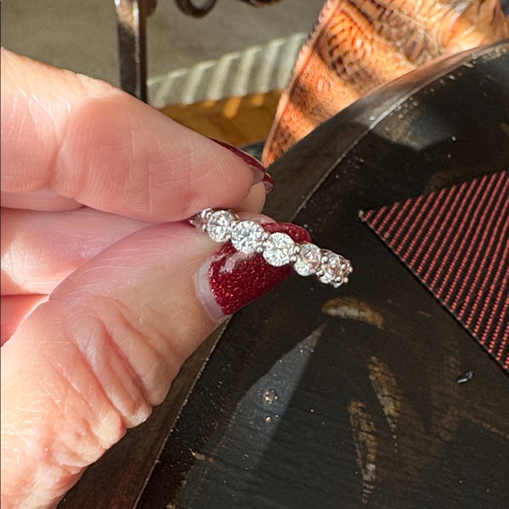 Elegant Size 7 Eternity Ring CZ In Sterling Silver - Picture 2 of 3